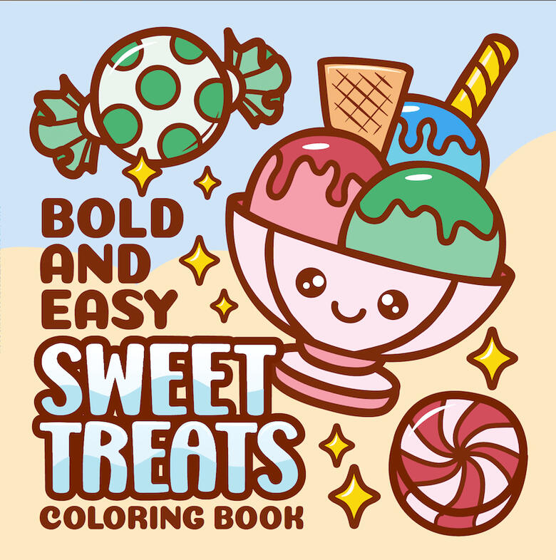 sweet treats bold and easy coloring book sweet treats coloring book front cover design