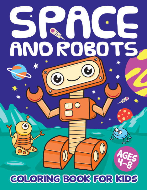 space and robots coloring book